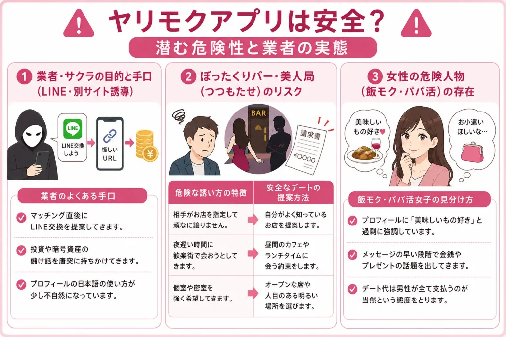 ヤリモクアプリは安全？潜む危険性と業者の実態
