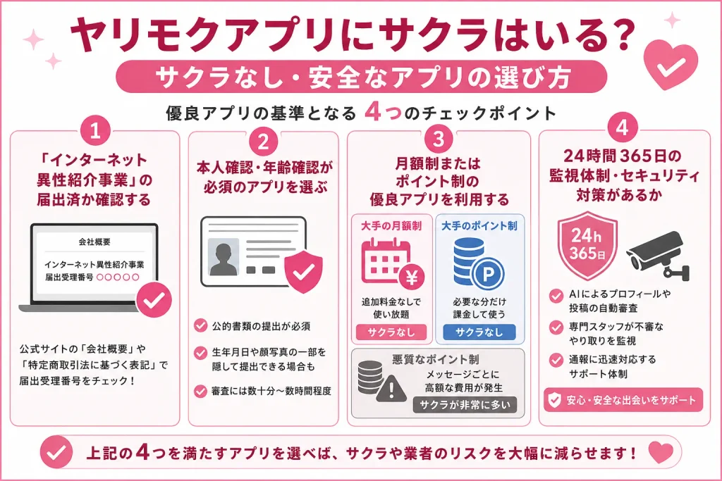 ヤリモクアプリにサクラはいる?サクラなし・安全なアプリの選び方