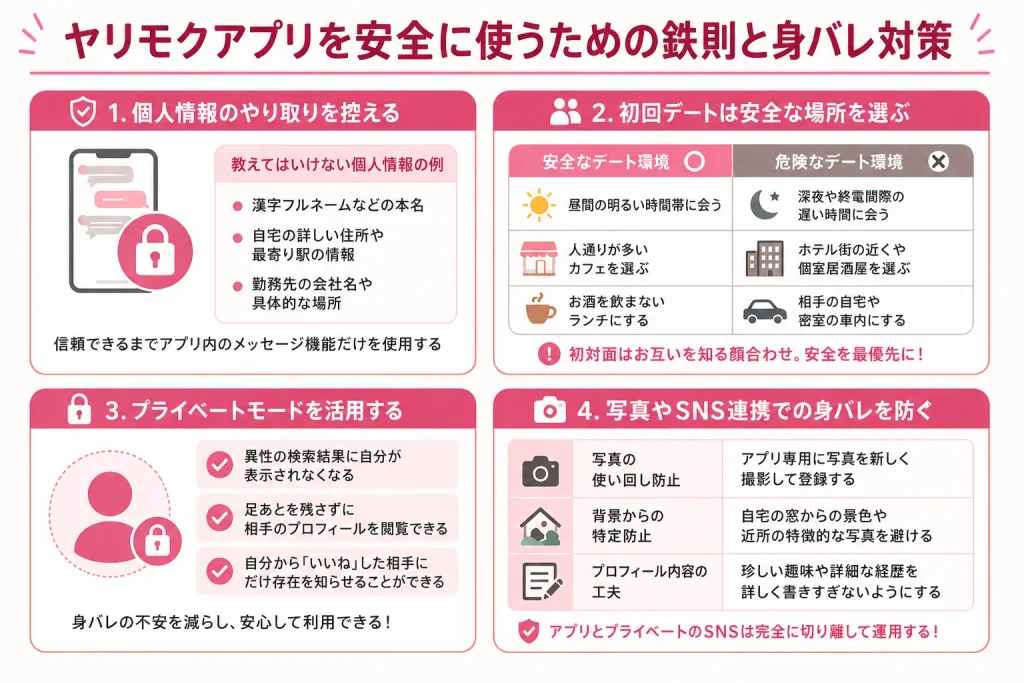 ヤリモクアプリを安全に使うための鉄則と身バレ対策