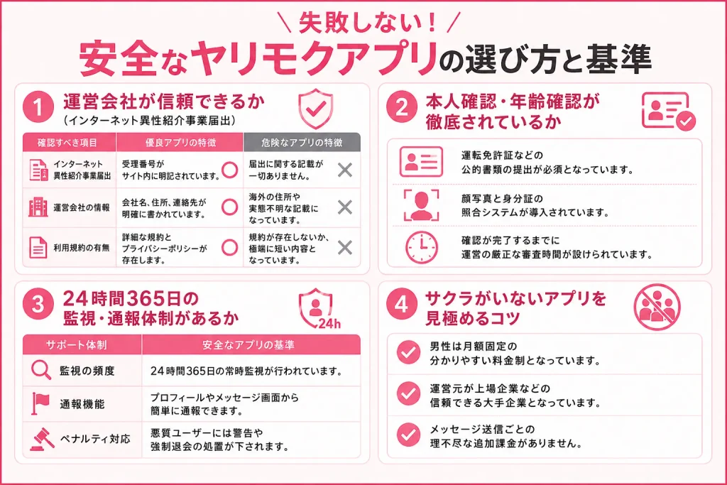 失敗しない！安全なヤリモクアプリの選び方と基準
